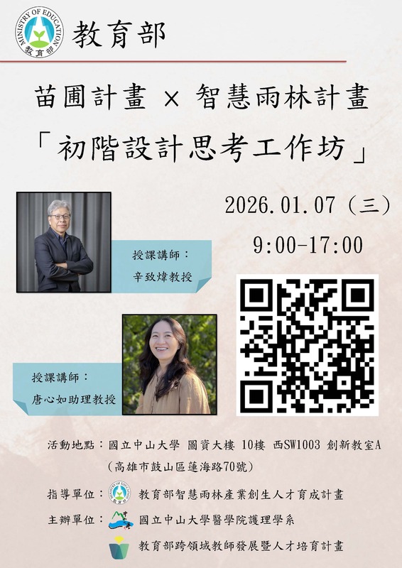 [活動公告] 護理學系115年1月7日(週三) 舉辦苗圃計畫「初階設計思考工作坊」，歡迎教師踴躍報名參加圖片